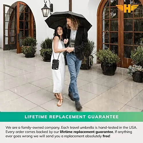 HERO Windproof Travel Umbrella – Premium Auto Open/Close, Lightweight, Compact, Portable Umbrella with 2-Person Coverage for Travel – Fits Easily in a Purse or Backpack - 3