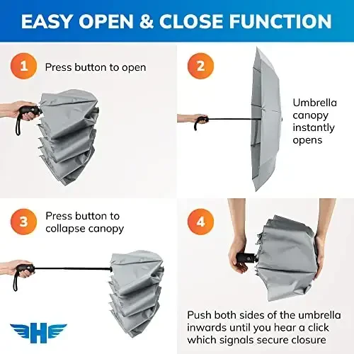 HERO Travel Umbrella – Shamolga chidamli, ixcham va ko'chma - 3