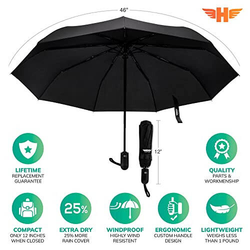 HERO Travel Umbrella - Windproof, Compact and Portable - 2