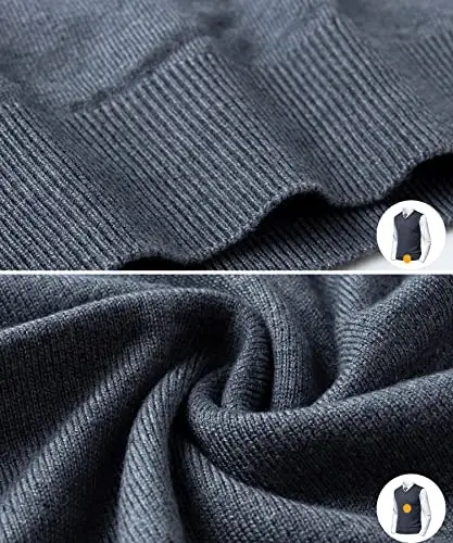 Herothorn Mens Soft V Neck Crew Neck Knitted Sweater Vest Solid Sleeveless Pullover Slim Fit Plain Color for Dad Husband - 7