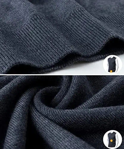 Herothorn Mens Soft V Neck Crew Neck Knitted Sweater Vest Solid Sleeveless Pullover Slim Fit Plain Color for Dad Husband - 7