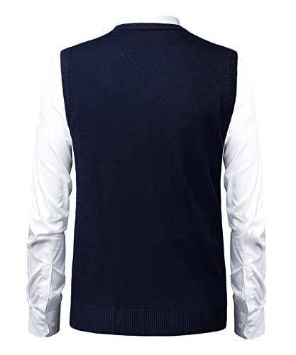 Herothorn Mens Soft V Neck Crew Neck Knitted Sweater Vest Solid Sleeveless Pullover Slim Fit Plain Color for Dad Husband - 3