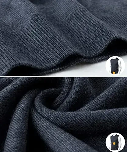 Herothorn Mens Soft V Neck Crew Neck Knitted Sweater Vest Solid Sleeveless Pullover Slim Fit Plain Color for Dad Husband - 7