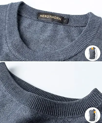 Herothorn Mens Soft V Neck Crew Neck Knitted Sweater Vest Solid Sleeveless Pullover Slim Fit Plain Color for Dad Husband - 6