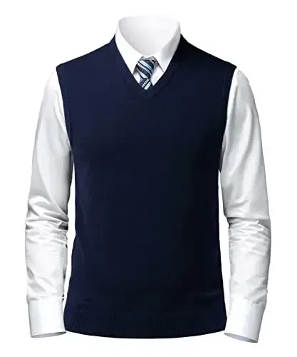 Herothorn Mens Soft V Neck Crew Neck Triko Jilet Solidsiz Yengsiz Pullover Slim Fit Tek Rang Ota Er uchun - 6