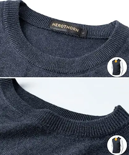Herothorn Mens Soft V Neck Crew Neck Trikotajli Jilet Solid Yengsiz Pullover Slim Fit Oddiy Rang ota Er uchun - 6