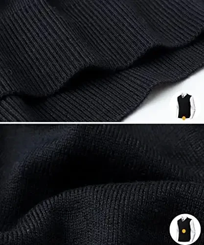 Herothorn Mens yumshoq V bo'yinli tor bo'yinli trikotaj jilet qattiq yengsiz kozok Slim Fit Ota Eri uchun tekis rang - 7