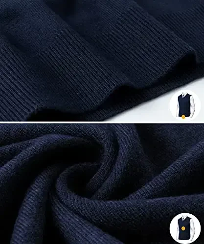 Herothorn Mens yumshoq V-bo'yinli tor ko'krakli trikotaj sviter jilet qattiq yengsiz pulover tor bichimli tekis rang ota er uchun - 7