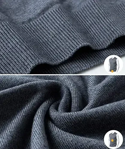 Herothorn Mens yumshoq V-bo'yinli tor ko'ylakli trikotajli jilet qattiq yengsiz pullover Slim Fit tekis rang ota er uchun - 7