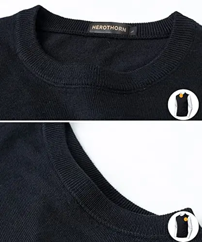Herothorn Mens yumshoq V-bo'yinli torli trikotaj sviter jilet Qattiq yengsiz kozok Slim Fit Ota er uchun tekis rang - 6
