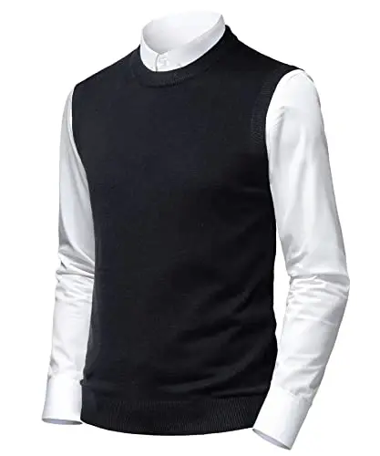 Herothorn Mens yumshoq V-bo'yinli torli trikotaj sviter jilet Qattiq yengsiz kozok Slim Fit Ota er uchun tekis rang - MODAZONE
