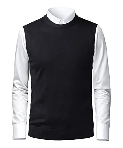 Herothorn Mens yumshoq V-bo'yinli torli trikotaj sviter jilet Qattiq yengsiz kozok Slim Fit Ota er uchun tekis rang - MODAZONE (1)