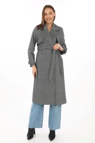Herringbone Cashmere Long Overcoat - Dyed Gray - 3