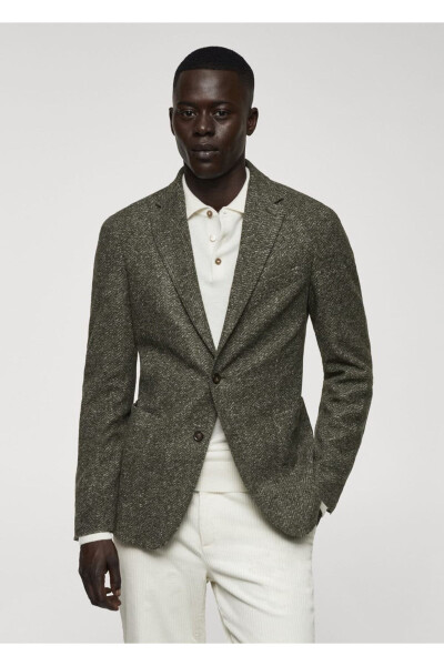 Herringbone pure wool blazer - MANGO MAN