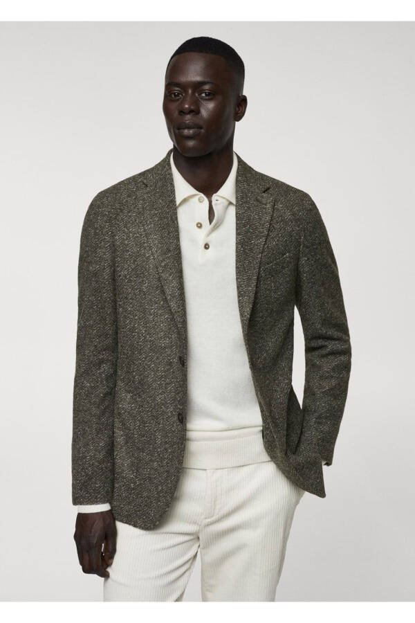 Herringbone pure wool blazer - 8