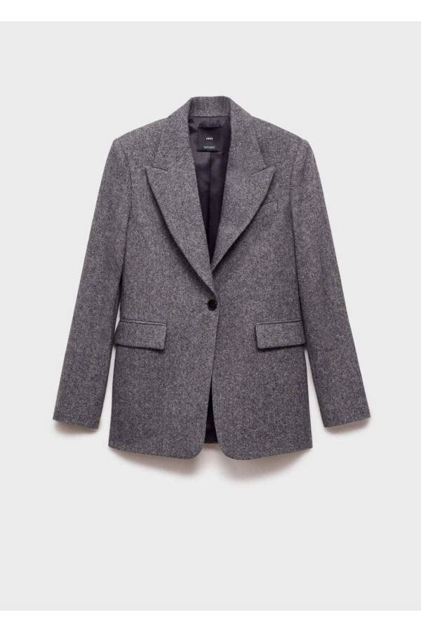 Herringbone Wool Blazer Jacket - 3