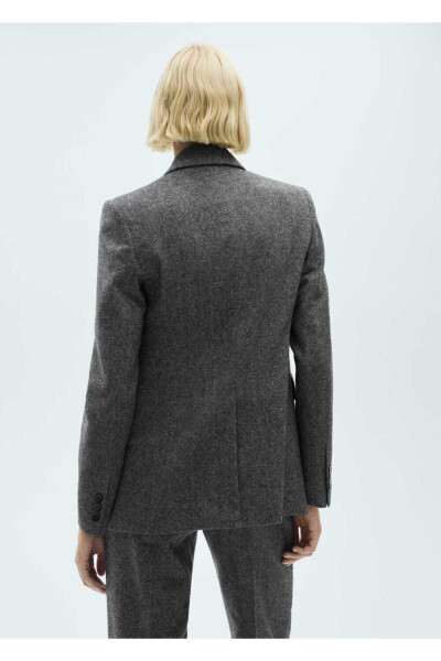 Herringbone Wool Blazer Jacket - 4