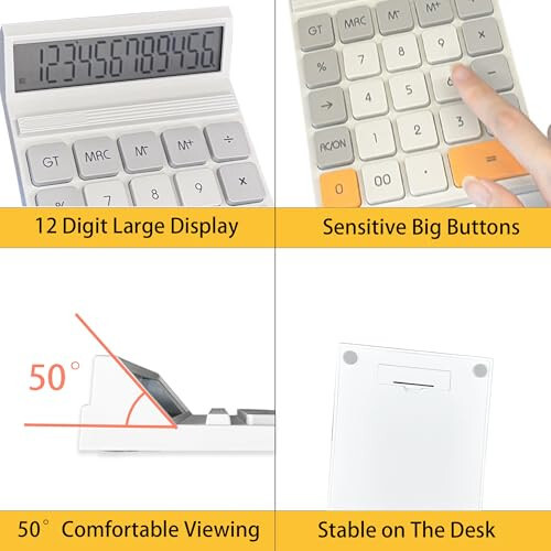 Desk Calculators, Benkaim Desktop Calculator, Big Button Calculator with12 Digit Large Display for Office, Home & Business Use - Benkaim