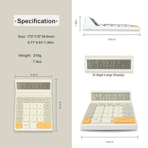 Desk Calculators, Benkaim Desktop Calculator, Big Button Calculator with12 Digit Large Display for Office, Home & Business Use - 4