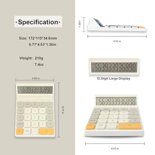 Desk Calculators, Benkaim Desktop Calculator, Big Button Calculator with12 Digit Large Display for Office, Home & Business Use - 4