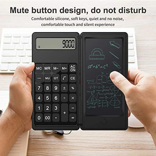 JEOEUS Doodle Pad Calculators, Kids Calculator with Writing Tablet & 6 LCD Display, 12 Digit Electronic Board Drawing/Memo Pads - 2