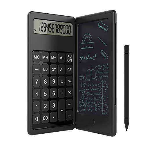 JEOEUS Doodle Pad Calculators, Kids Calculator with Writing Tablet & 6 LCD Display, 12 Digit Electronic Board Drawing/Memo Pads - 1