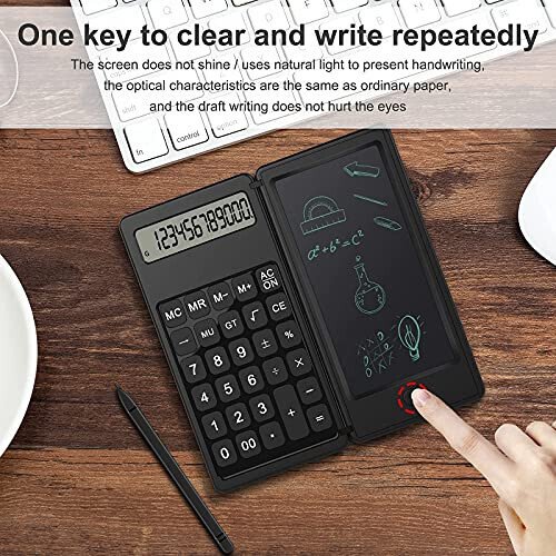 JEOEUS Doodle Pad Calculators, Kids Calculator with Writing Tablet & 6 LCD Display, 12 Digit Electronic Board Drawing/Memo Pads - 3