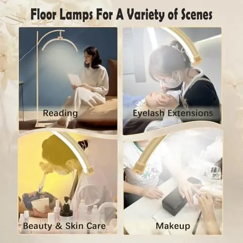 Heshenyqi Lash Light Lash Lamp for Eyelash Extensions Adjustable LED Floor Eyelash lamp Half Moon Light Tattoo Shadowless Lighting for Beauty Skincare Nail Tech Tattoo Artists WR Yellow - 6