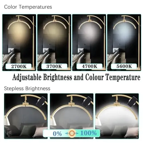 Heshenyqi Lash Light Lash Lamp for Eyelash Extensions Adjustable LED Floor Eyelash lamp Half Moon Light Tattoo Shadowless Lighting for Beauty Skincare Nail Tech Tattoo Artists WR Yellow - 4