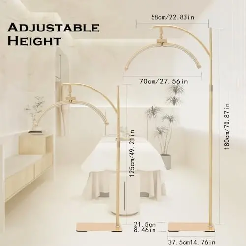 Heshenyqi Lash Light Lash Lamp for Eyelash Extensions Adjustable LED Floor Eyelash lamp Half Moon Light Tattoo Shadowless Lighting for Beauty Skincare Nail Tech Tattoo Artists WR Yellow - 7