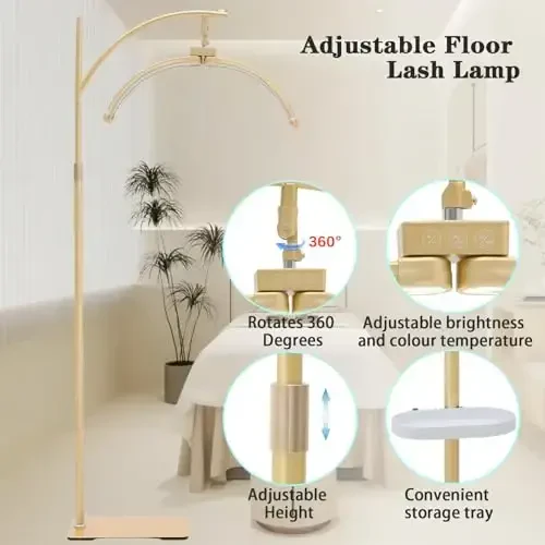 Heshenyqi Lash Light Kiprik uzaytirish uchun Lash Lamp Sozlanishi mumkin bo'lgan LED zamin Kiprik lampasi Yarim Oy Nuri Tatuirovka Soyasiz Yoritish Go'zallik Terini parvarish qilish Tirnoq Texnologiyasi Tatuirovka Rassomlari WR Yellow - 5