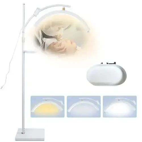 Heshenyqi Lash Light Kirpik uzaytirish uchun Lash Lamp Sozlanishi mumkin bo'lgan LED Zamin Kirpik lampasi Yarim Oy Nur Tatuirovka Soyasiz Yoritish Go'zallik Skincare Tirnoq Texnik Tatuirovka Rassomlari uchun WR White - 1