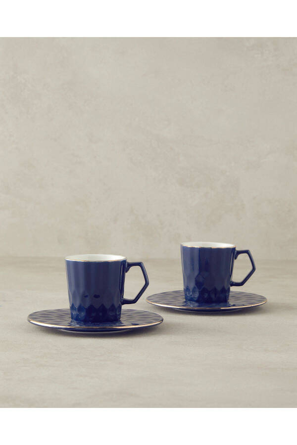 Hestia New Bone China 4 Piece 2 Person Coffee Cup Set Navy Blue - 1