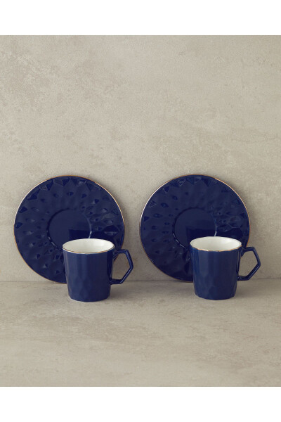 Hestia New Bone China 4 Piece 2 Person Coffee Cup Set Navy Blue - 3