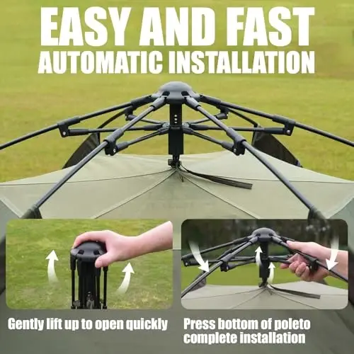 Hewolf 2/3/4 Person Camping Tent - Instant Pop Up Waterproof 2 Doors Tent with Easy Setup | 3-Season Hexagonal Dome Design for Family, Hiking & Traveling - Modazone (1)