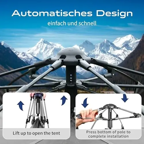 Hewolf 2/3/4 Person Camping Tent - Instant Pop Up Waterproof 2 Doors Tent with Easy Setup | 3-Season Hexagonal Dome Design for Family, Hiking & Traveling - Modazone (1)