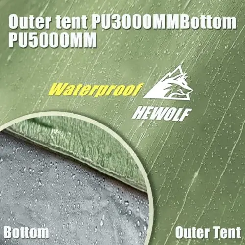 Hewolf 2/3/4 Person Camping Tent - Instant Pop Up Waterproof 2 Doors Tent with Easy Setup | 3-Season Hexagonal Dome Design for Family, Hiking & Traveling - 4