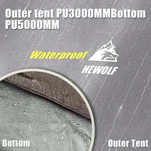 Hewolf 2/3/4 Person Camping Tent - Instant Pop Up Waterproof 2 Doors Tent with Easy Setup | 3-Season Hexagonal Dome Design for Family, Hiking & Traveling - 5