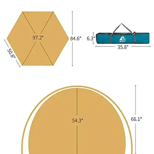 Hewolf 2/3/4 Person Camping Tent - Instant Pop Up Waterproof 2 Doors Tent with Easy Setup | 3-Season Hexagonal Dome Design for Family, Hiking & Traveling - 3