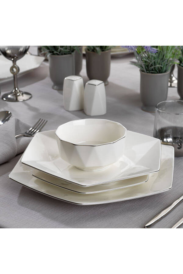 Hexa Dinner Set 56 Pieces - Platinum - 6