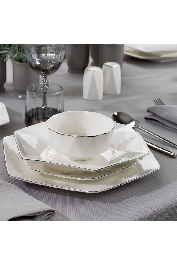 Hexa Dinner Set 56 Pieces - Platinum - 7