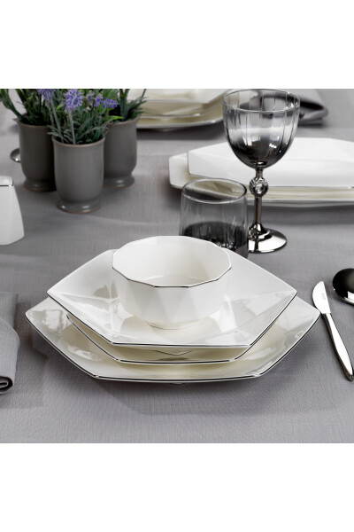 Hexa Dinner Set 56 Pieces - Platinum - 9