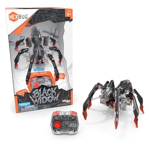 HEXBUG Пульт дистанционного управления Черная вдова, Заряжаемые роботы-пауки для детей, Регулируемая роботизированная фигура Черной вдовы STEM-игрушки для мальчиков и девочек от 8 лет - 1