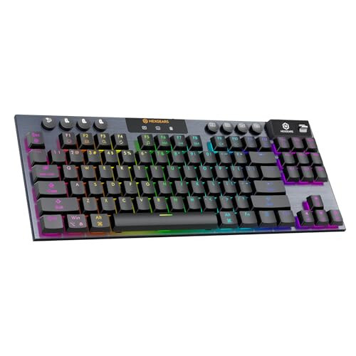 Hexgears Immersion A3 TKL Kablolu + Kablosuz Klavye, Düşük Profil Anahtarlı Mekanik Klavye, Ekran, 16.8 Milyon RGB Arka Aydınlatmalı, Değiştirilebilir Oyun Klavyesi Win/Mac İçin, Dokunsal - 1