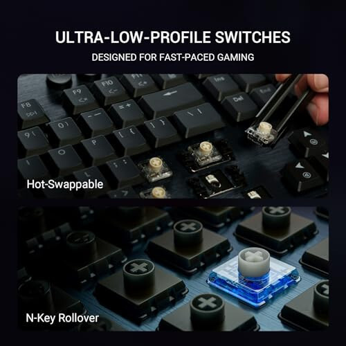 Hexgears Immersion A3 TKL Wired + Wireless Keyboard, Mechanical Keyboard with Low-Profile Switches, Display Screen, 16.8 Million RGB Backlit, Hot-Swappable Gaming Keyboard for Win/Mac, Tactile - 6