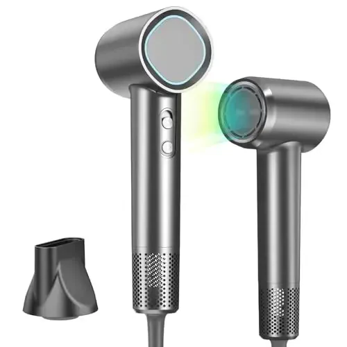 HEXTEK Hair Dryer 160000 RPM - Brushless Motor & Thermo-Control Negative Ionic Blow Dryer for Fast Drying Low Noise (55dB) for All Hair Types, Professional Home Salon Travel Use with Nozzle,Gray - 6