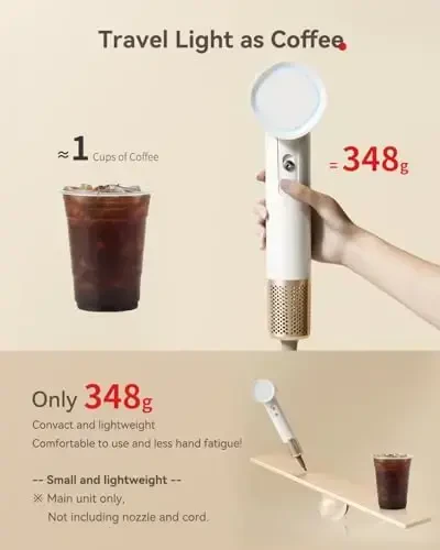 HEXTEK Hair Dryer 160000 RPM - Brushless Motor & Thermo-Control Negative Ionic Blow Dryer for Fast Drying Low Noise (55dB) for All Hair Types, Professional Home Salon Travel Use with Nozzle,Gray - 4