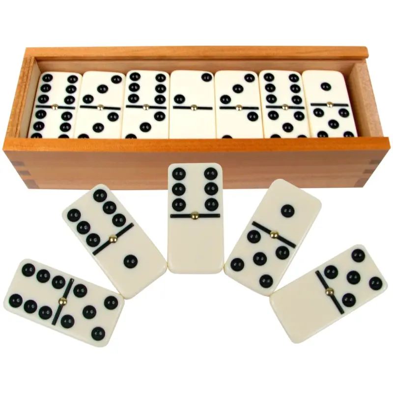 Hey! Play! tomonidan yog'och qutidagi Double Six Dominoes (28 ta to'plam) - HEY! PLAY!