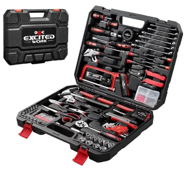 Excited Work EWHT198P011 198-Piece General Household Tool Set w/ Storage Case - EXCITED WORK