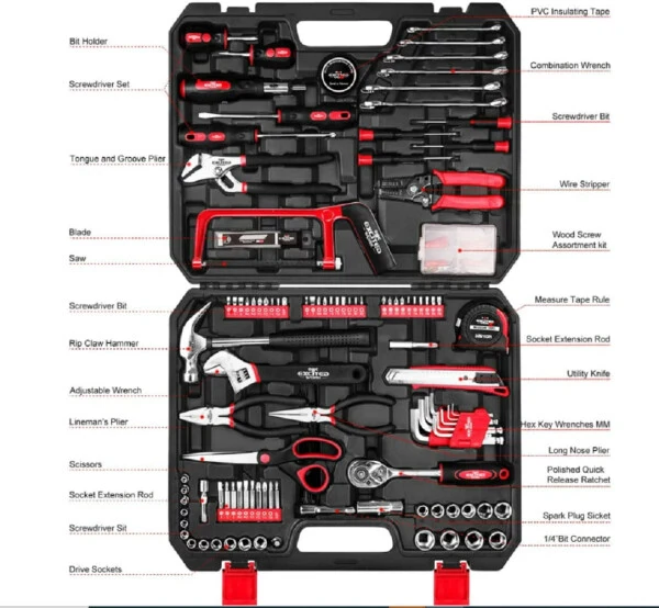 Excited Work EWHT198P011 198-Piece General Household Tool Set w/ Storage Case - 3